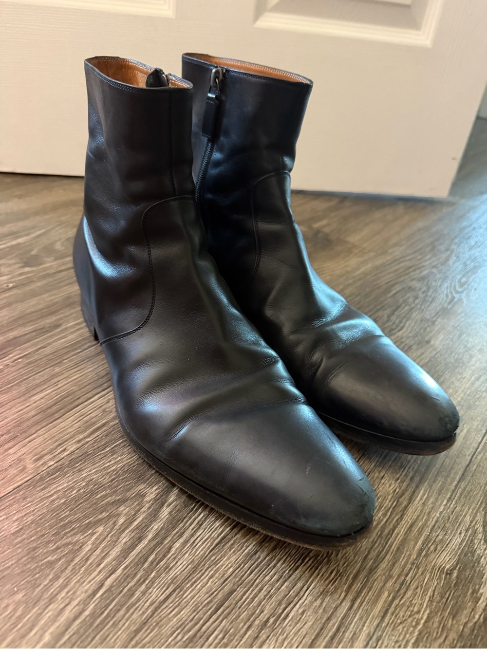 Vintage Gucci Men's Black Leather Zip Ankle Boots